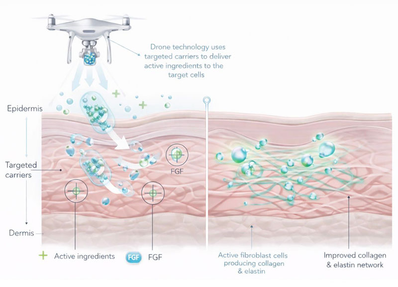 Targeted skin regeneration with FGF 10 drone technology